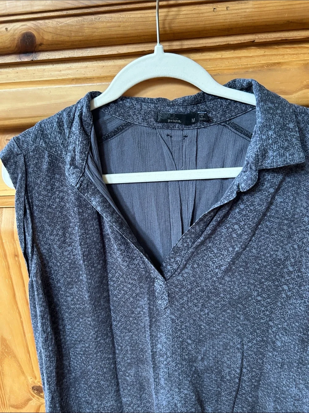 Prana Anini High Low Tunic Top Blue Geometric Pattern V-Neck Relaxed Fit - Picture 4 of 7